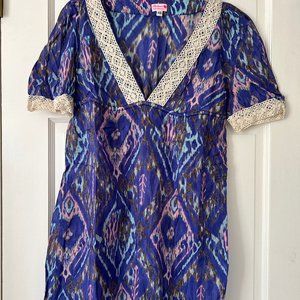 Shoshanna Crochet with Tribal Print Swim Coverup